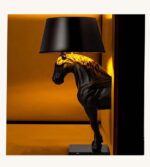 Royal Black Horse Floor Lamp