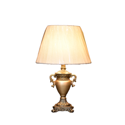 An elegant Executive Table Lamp with an antique brass base and a textured linen shade, a perfect addition to sophisticated interior decor in Pakistan."